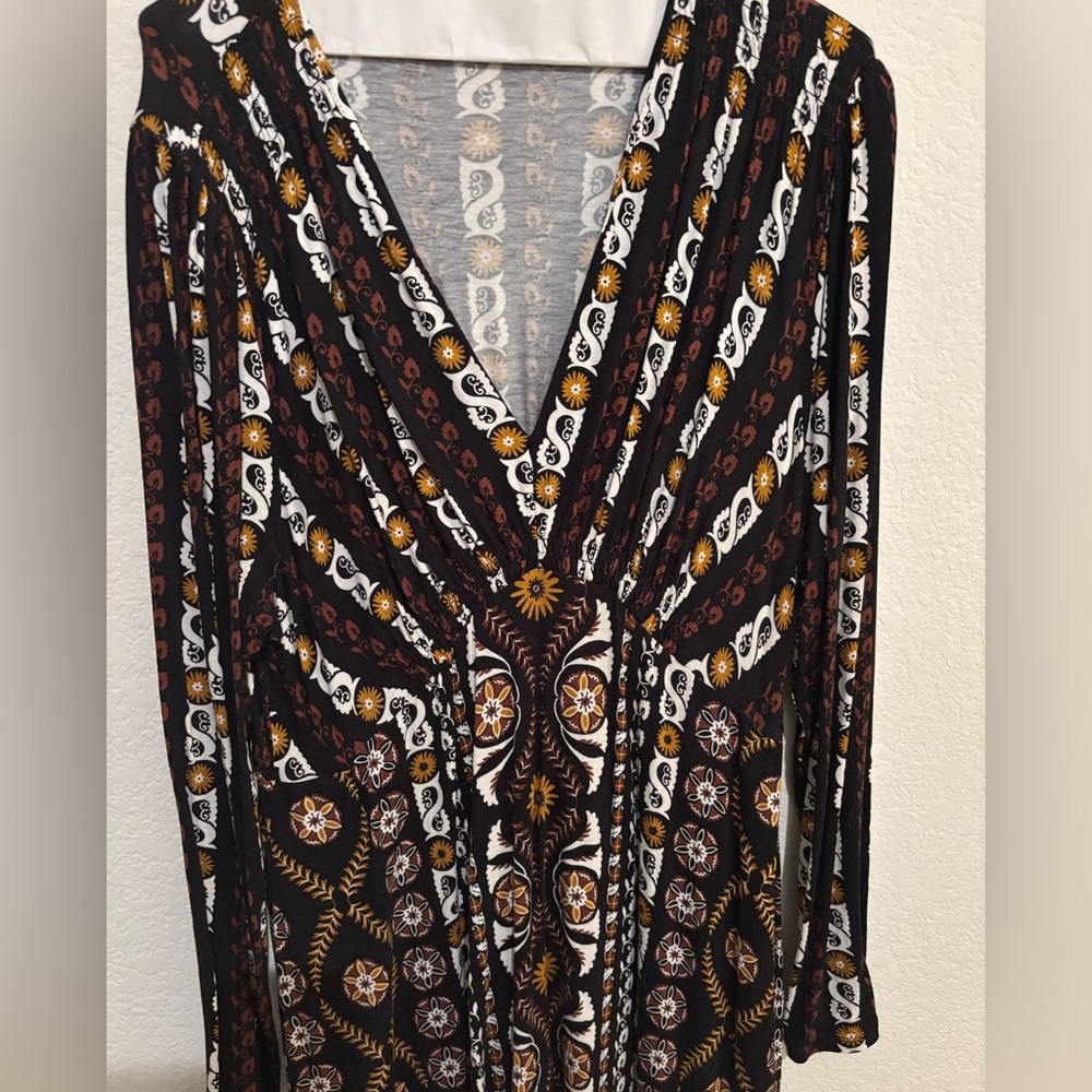 Boden Black and Brown Patterned Midi Jersey Dress - Picture 2 of 4